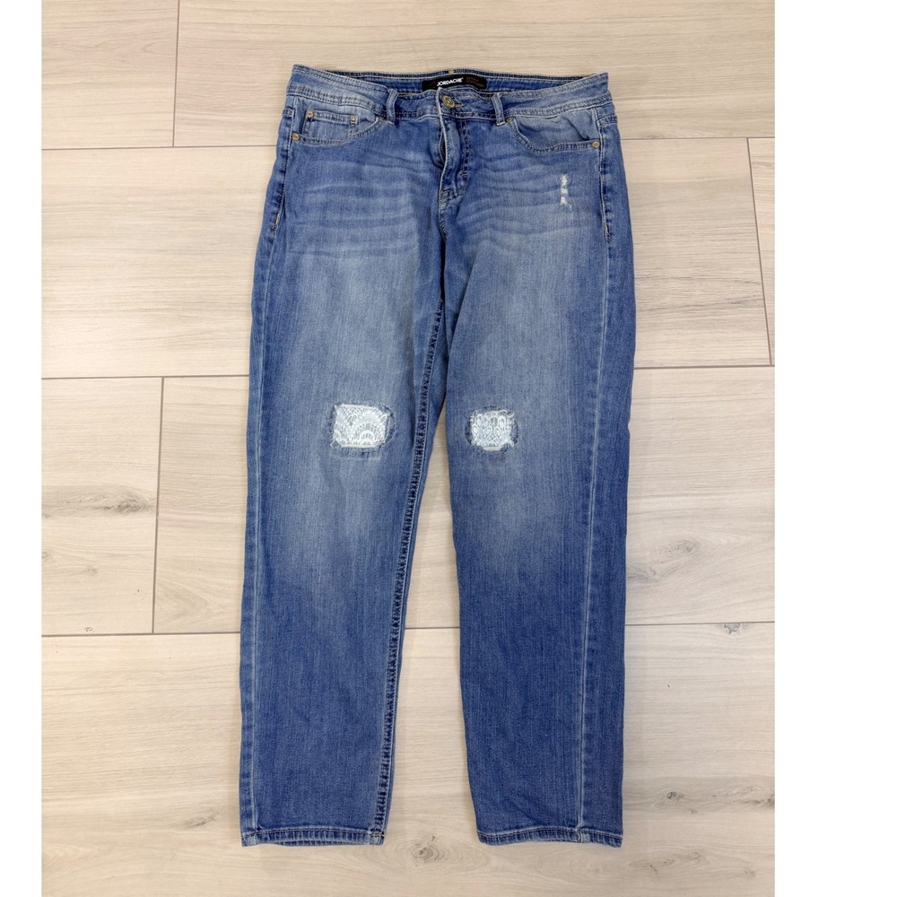Vintage Jordache Lace Knee Skinny Boyfriend Jeans Sz 10 Feminine‎ Y2K Indie Boho